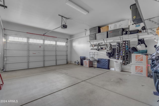 garage with a garage door opener