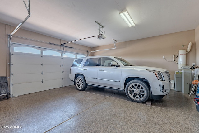 garage with a garage door opener