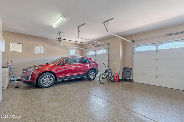 garage with a garage door opener