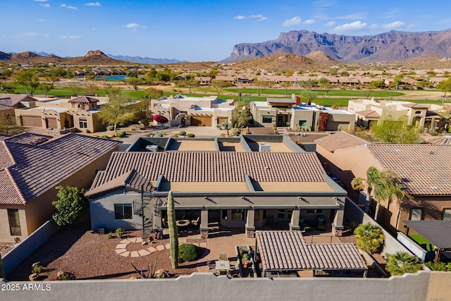 aerial view with a residential view and a mountain view