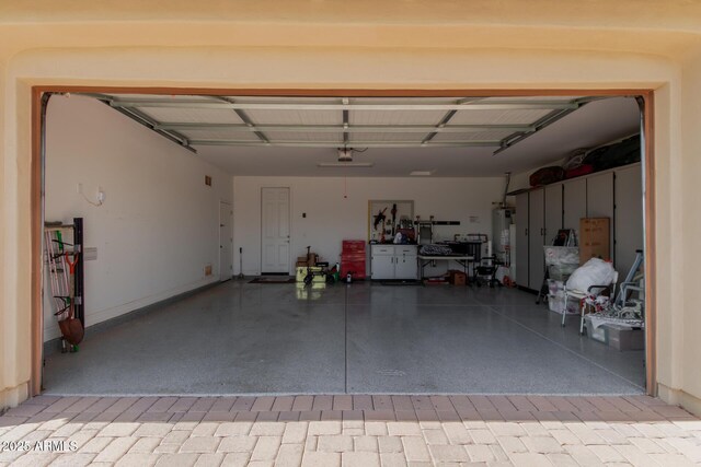 garage with water heater