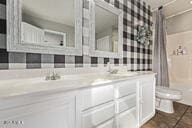 28422 N 32nd Ln, Phoenix, AZ 85083 - full bathroom featuring double vanity, toilet, a sink, and tile patterned floors