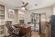 28422 N 32nd Ln, Phoenix, AZ 85083 - office area with a ceiling fan and wood finished floors