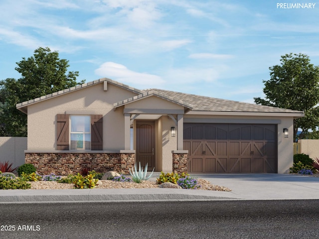 view of front of home with a garage