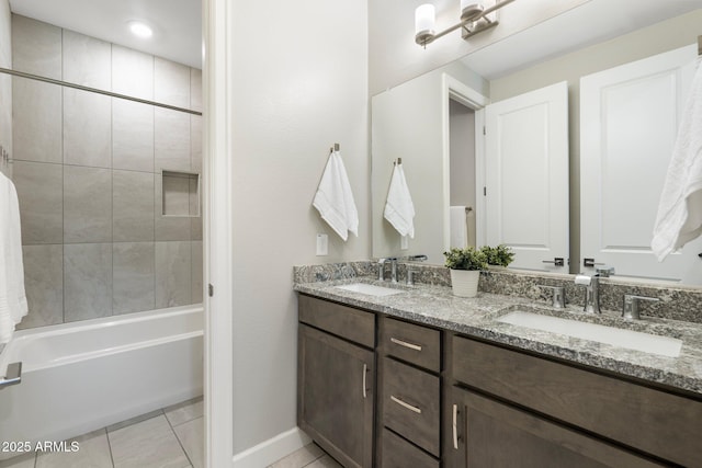 15663 S 183rd Dr, Goodyear, AZ 85338 - bathroom with tile patterned floors, a sink, shower / tub combination, and double vanity