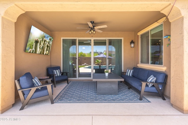 15663 S 183rd Dr, Goodyear, AZ 85338 - view of patio / terrace with outdoor lounge area and ceiling fan