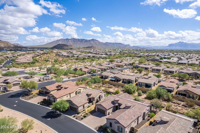 drone / aerial view with a mountain view and a residential view