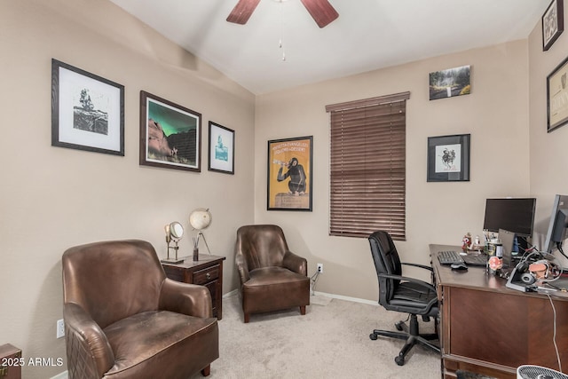 2748 E Dennisport Ave, Gilbert, AZ 85295 - carpeted office space featuring a ceiling fan and baseboards