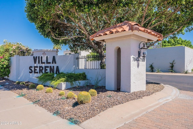 view of community sign