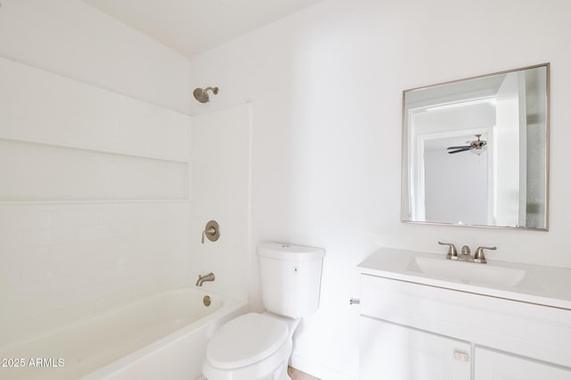 751 E Southern Ave, Phoenix, AZ 85040 - full bathroom featuring toilet, vanity, ceiling fan, and bathtub / shower combination