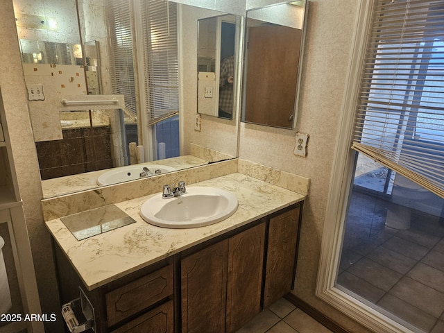 bathroom featuring vanity and tile patterned floors