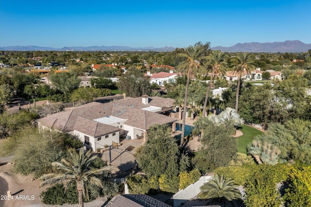 bird's eye view with a mountain view