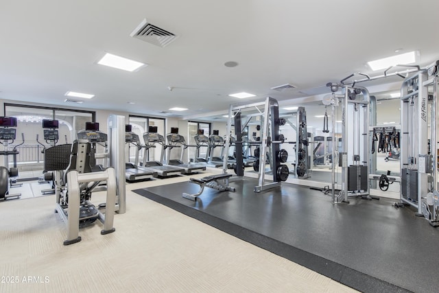 exercise room featuring visible vents