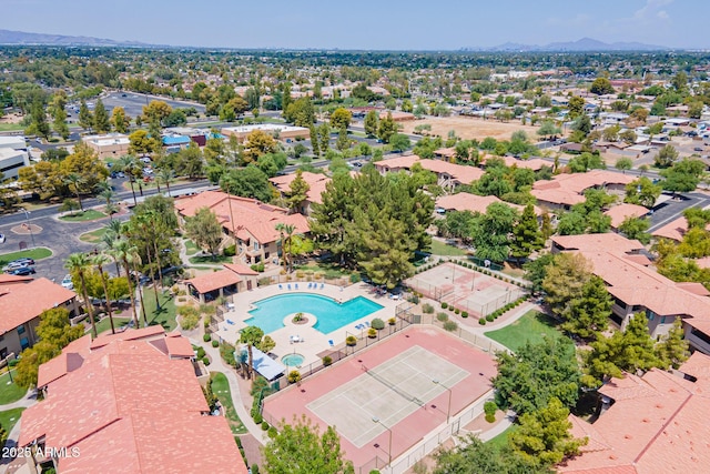 drone / aerial view with a residential view