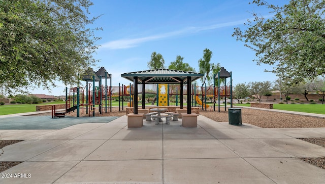 view of jungle gym featuring a gazebo