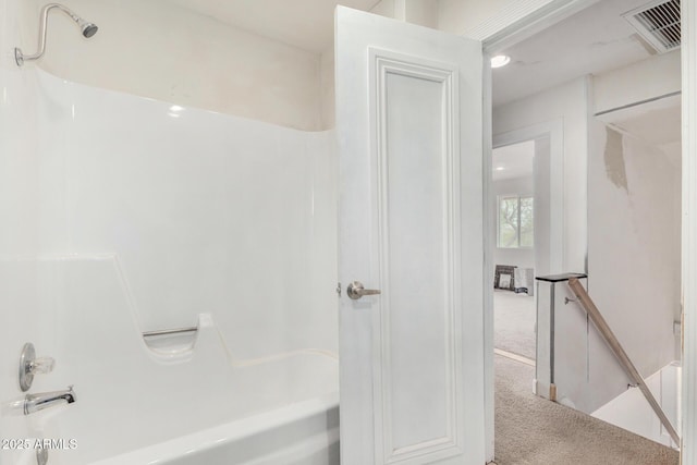 full bathroom featuring shower / tub combination and visible vents