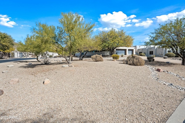 view of yard with a garage