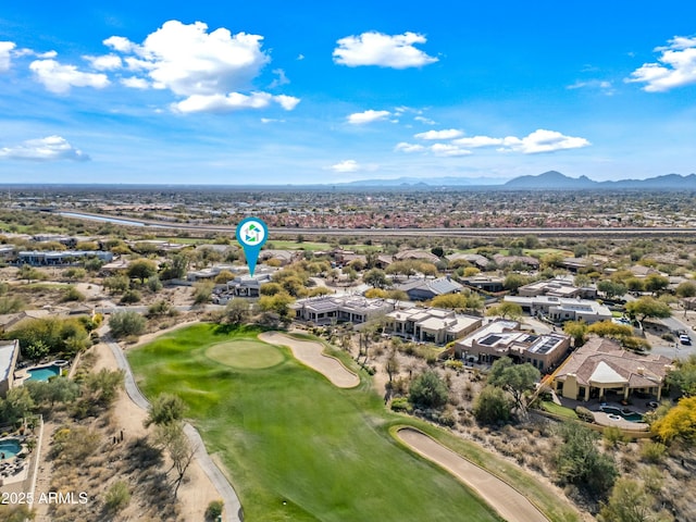 drone / aerial view with a mountain view