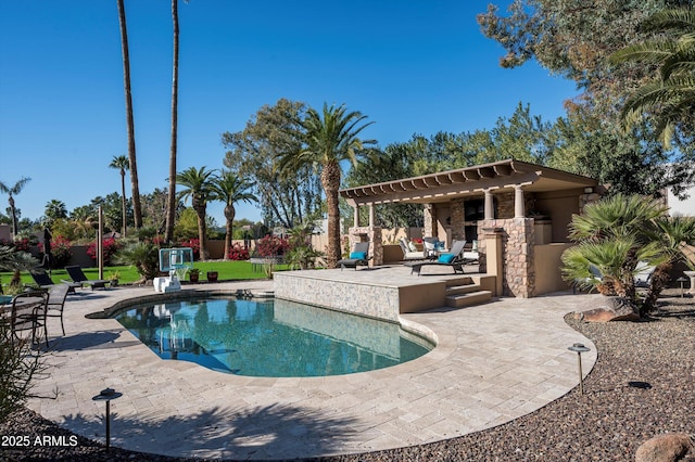 view of pool featuring a patio