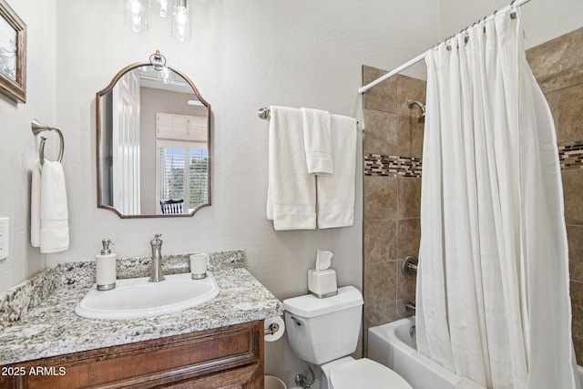 42429 N Cross Timbers Ct, Anthem, AZ 85086 - bathroom featuring toilet, vanity, and shower / bath combination with curtain