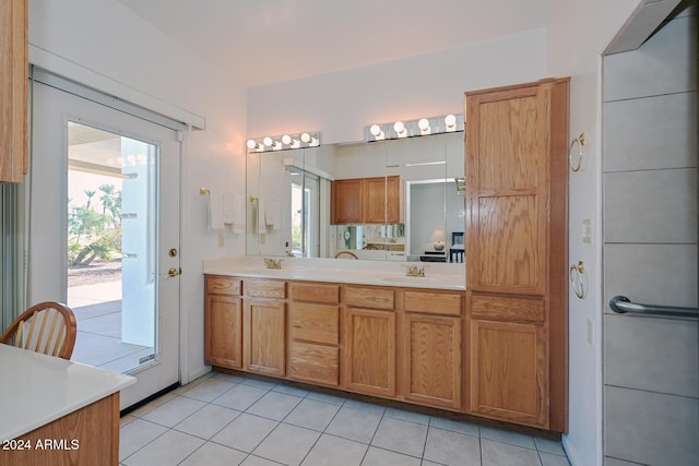 bathroom featuring vanity and tile patterned floors