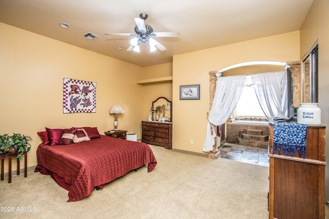 6334 E Albany St, Mesa, AZ 85205 - carpeted bedroom with baseboards and ceiling fan
