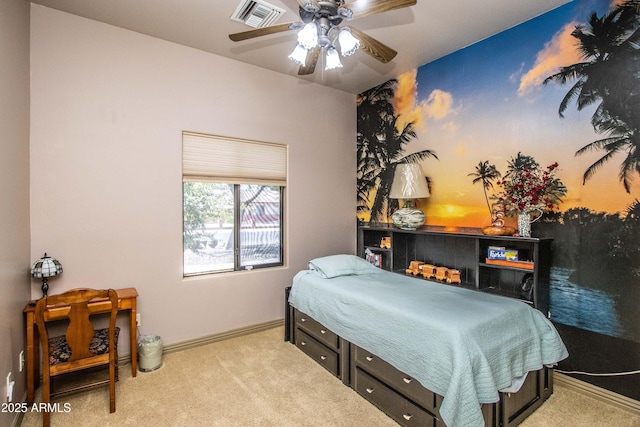 6334 E Albany St, Mesa, AZ 85205 - bedroom with carpet flooring, baseboards, and a ceiling fan