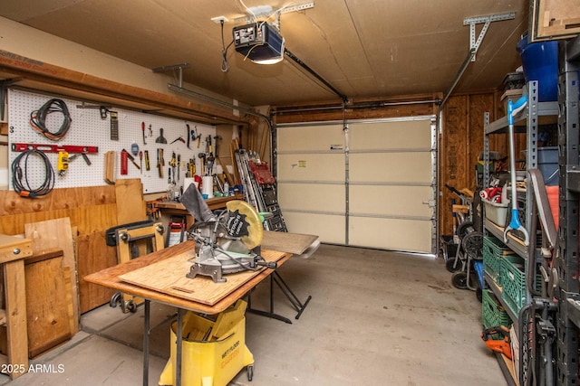 6334 E Albany St, Mesa, AZ 85205 - garage featuring a workshop area and a garage door opener