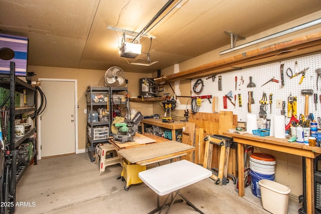 6334 E Albany St, Mesa, AZ 85205 - garage with a workshop area and a garage door opener
