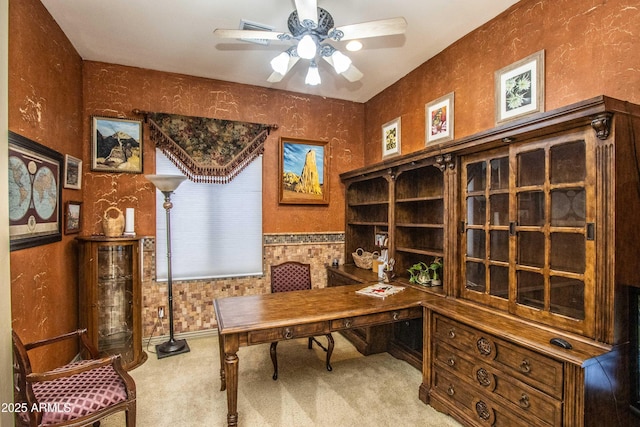 6334 E Albany St, Mesa, AZ 85205 - home office with carpet floors and a ceiling fan