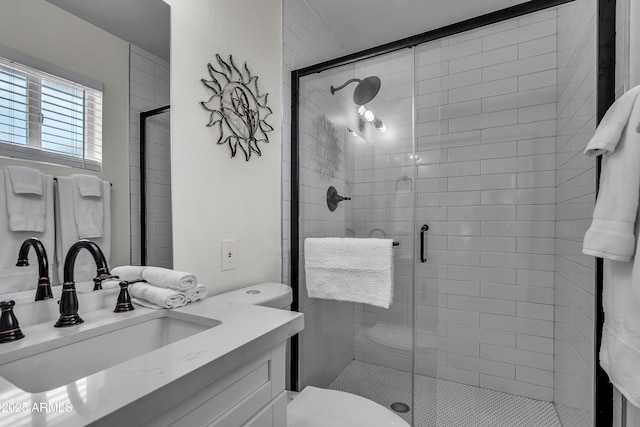 1209 E Marigold Ln, Tempe, AZ 85288 - bathroom with vanity, a shower stall, and toilet