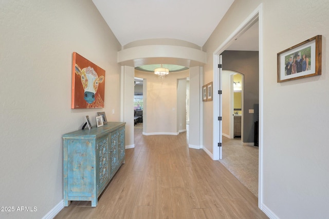 hallway featuring light wood-type flooring