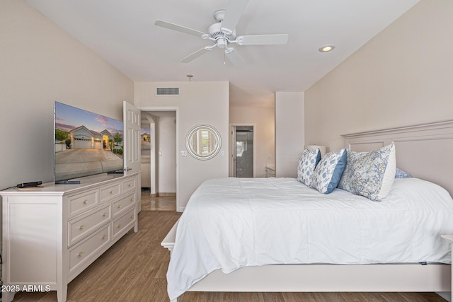 21474 N 56th Ave, Glendale, AZ 85308 - bedroom featuring visible vents, a ceiling fan, and wood finished floors
