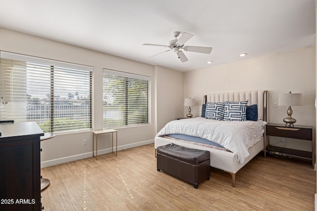 21474 N 56th Ave, Glendale, AZ 85308 - bedroom with baseboards, recessed lighting, light wood-style floors, and a ceiling fan