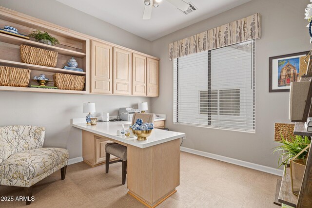 21474 N 56th Ave, Glendale, AZ 85308 - office space featuring built in study area, visible vents, baseboards, and ceiling fan