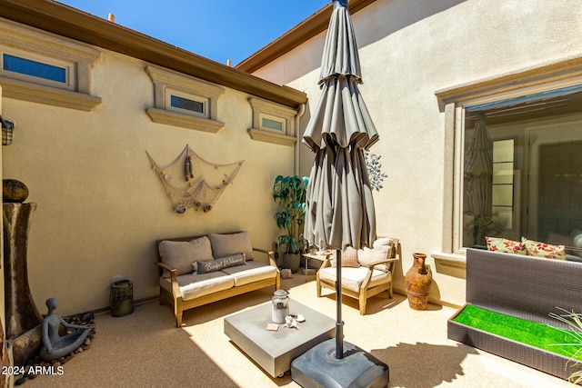 view of patio / terrace featuring an outdoor living space