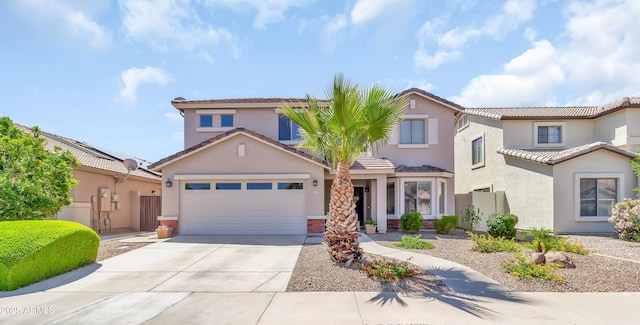 21167 E Aspen Valley Dr, Queen Creek, AZ 85142 - view of front of property with a garage, driveway, stucco siding, and a tile roof