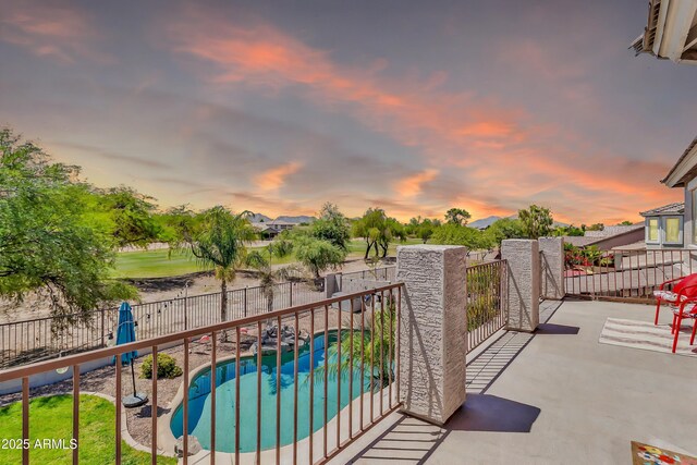 21167 E Aspen Valley Dr, Queen Creek, AZ 85142 - view of swimming pool featuring a fenced backyard and a patio area