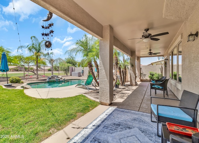 21167 E Aspen Valley Dr, Queen Creek, AZ 85142 - view of patio / terrace featuring ceiling fan