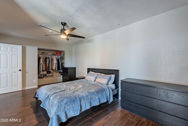 215 S 132nd St, Chandler, AZ 85225 - bedroom featuring wood finished floors, a closet, ceiling fan, and a textured ceiling