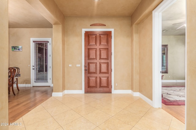 foyer entrance featuring light hardwood / wood-style floors