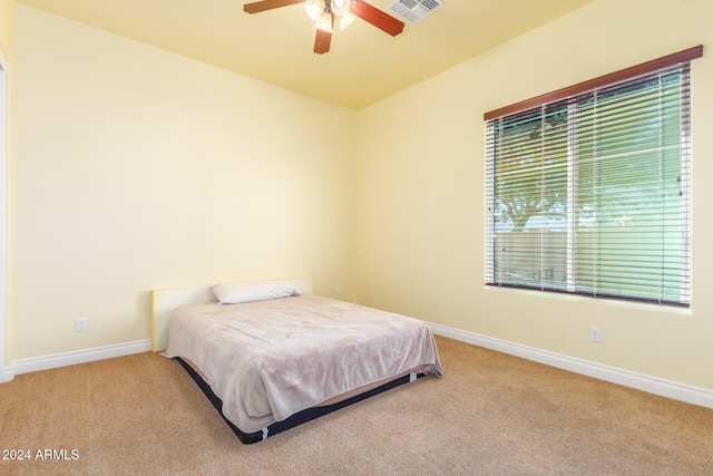 bedroom with carpet and ceiling fan