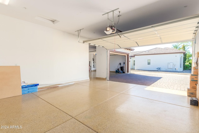 garage with a garage door opener