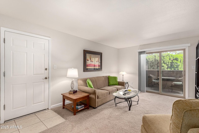 living room featuring light tile patterned flooring