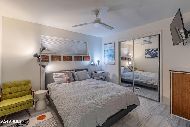 bedroom with a closet and ceiling fan