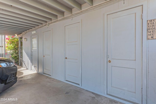 view of garage