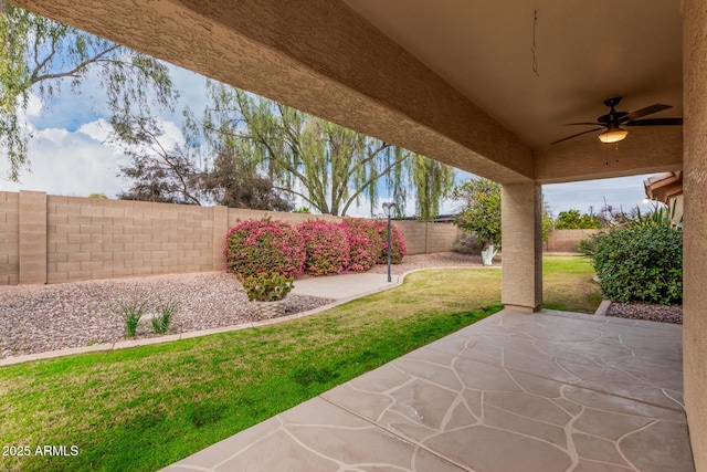 view of patio / terrace with ceiling fan