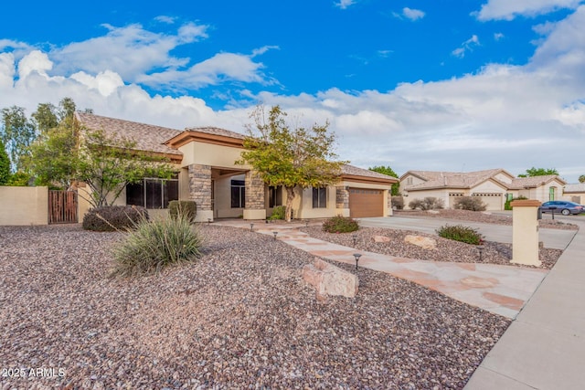 view of front of property featuring a garage