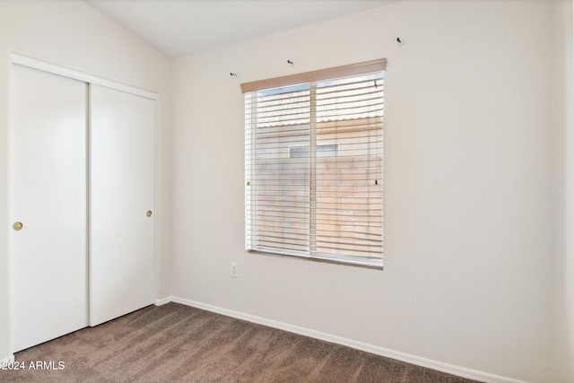 unfurnished bedroom with carpet and a closet