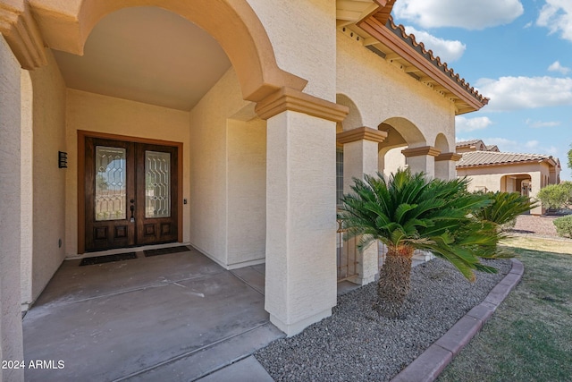 doorway to property with french doors